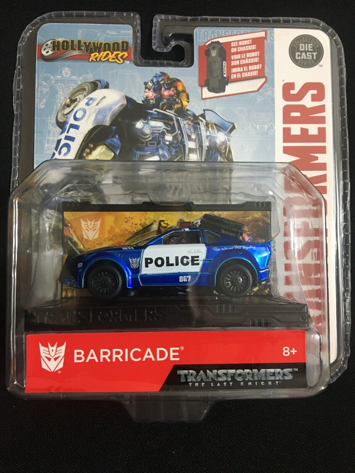 JADA HOLLYWOOD RIDES TRANSFORMERS BARRICADE METAL DIE CAST 1/64