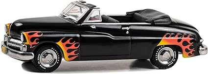 1949 Mercury Convertible Black with Flames Grease (1978) Movie Hollywood Series Release 40 1/64 Diecast Model Car by Greenlight 62010B