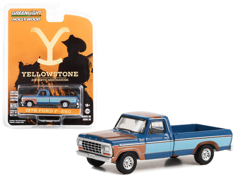 1978 Ford F-250 Pickup Truck Blue and Light Blue Two-Tone (Rusted) "Yellowstone" (2018-Current) TV Series "Hollywood Series" Release 38 1/64 Diecast Model Car by Greenlight