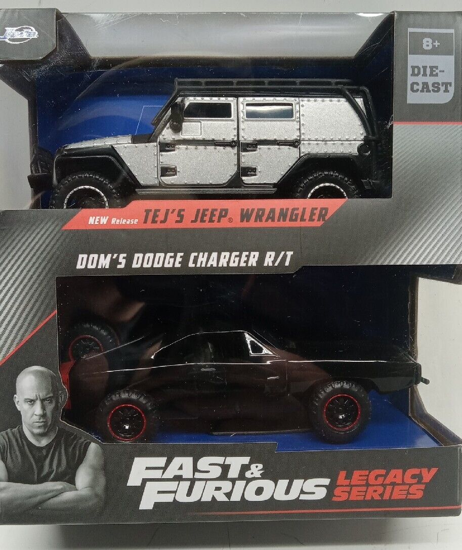 Fast and Furious Legacy Series Tej’s Jeep Wrangler and Dom’s Dodge Charger 1/32 2-PACK