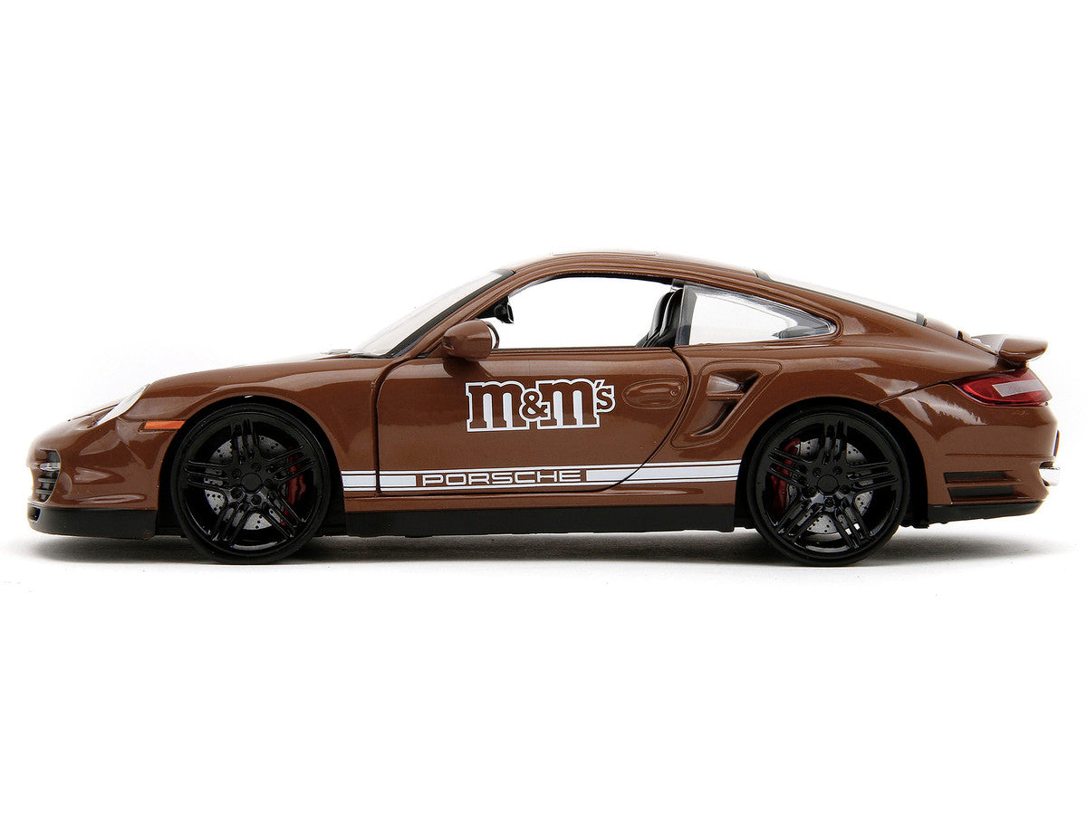 Porsche 911 Turbo Brown and Brown M&M Diecast Figure "M&M's" "Hollywood Rides" Series 1/24 Diecast Model Car by Jada