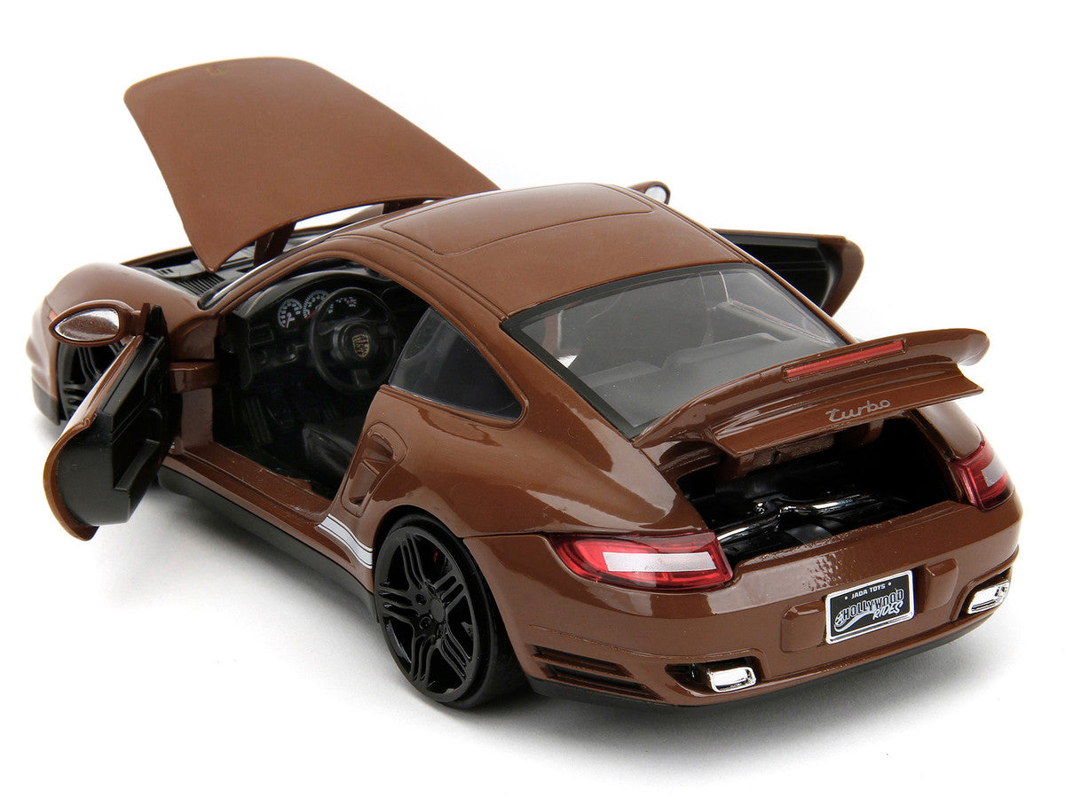 Porsche 911 Turbo Brown and Brown M&M Diecast Figure "M&M's" "Hollywood Rides" Series 1/24 Diecast Model Car by Jada