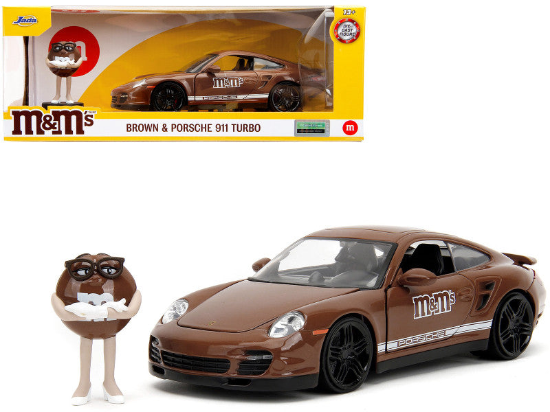 Porsche 911 Turbo Brown and Brown M&M Diecast Figure "M&M's" "Hollywood Rides" Series 1/24 Diecast Model Car by Jada