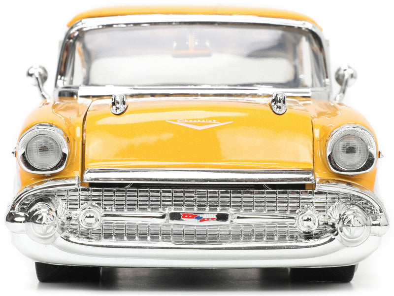 1957 Chevrolet Bel Air Yellow and White "Bigtime Muscle" Series 1/24 Diecast Model Car by Jada