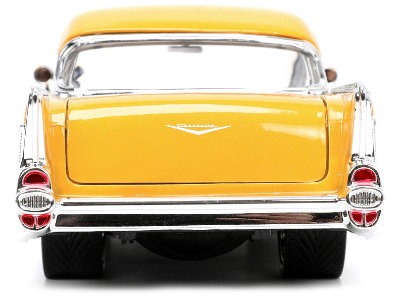 1957 Chevrolet Bel Air Yellow and White "Bigtime Muscle" Series 1/24 Diecast Model Car by Jada