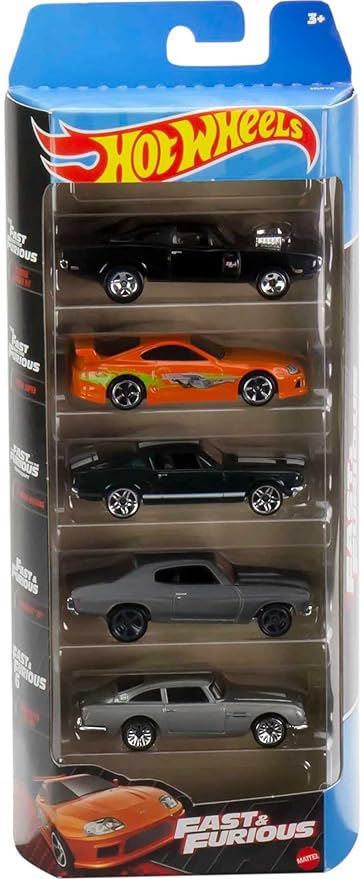 Hot Wheels Cars, 5 Fast & Furious 1:64 Scale Vehicles,Car Replicas from the Fast Movies