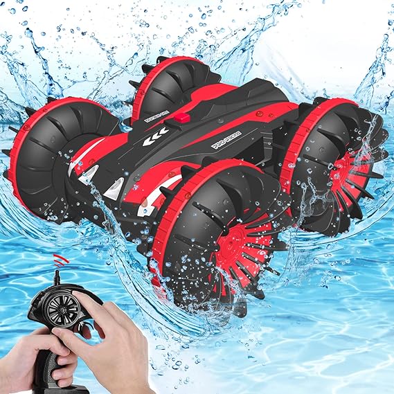 Remote Control Car - Amphibious Waterproof Vehicles RC Car for Kids 6-12 Year Old Pool Lake Outdoor All Terrain Land Water Boat