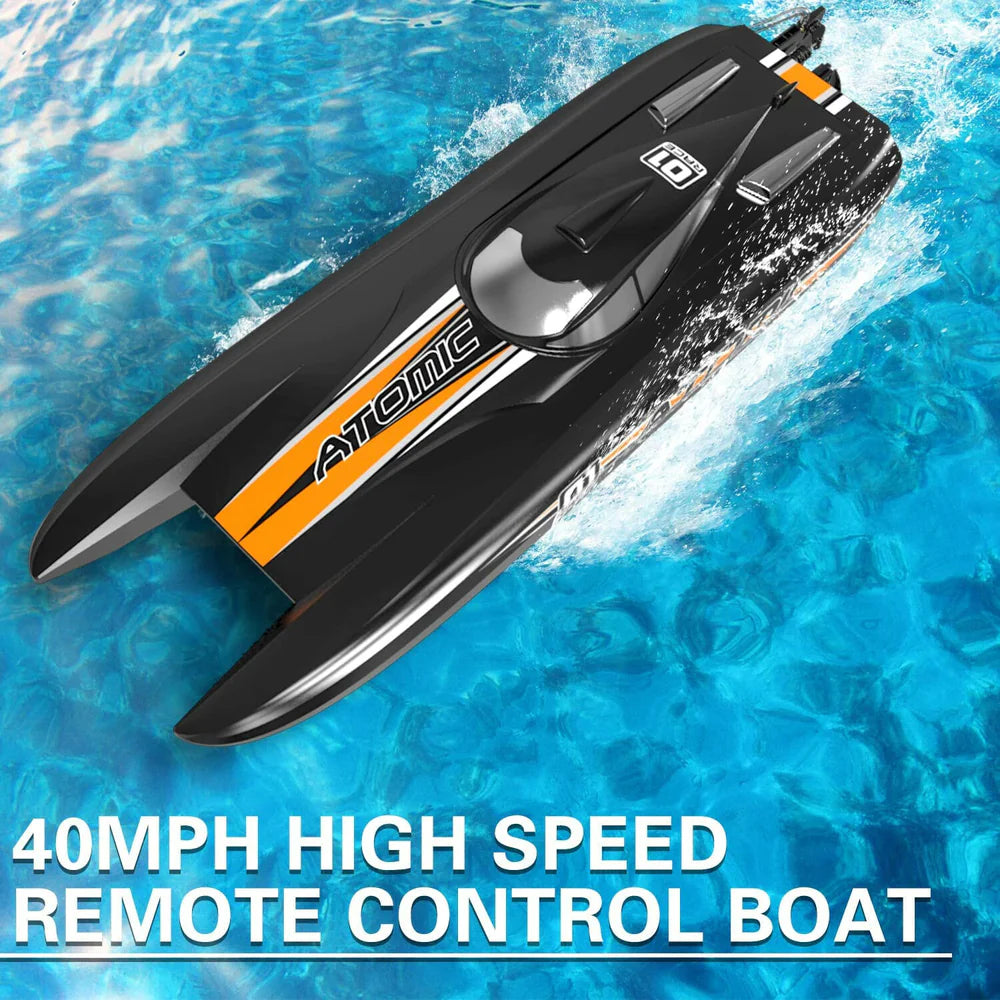 VOLANTEXRC Brushless Atomic 40mph High-Speed RC Boat with ABS Unibody Hull Ready-to-Run (792-6 Black) RTR