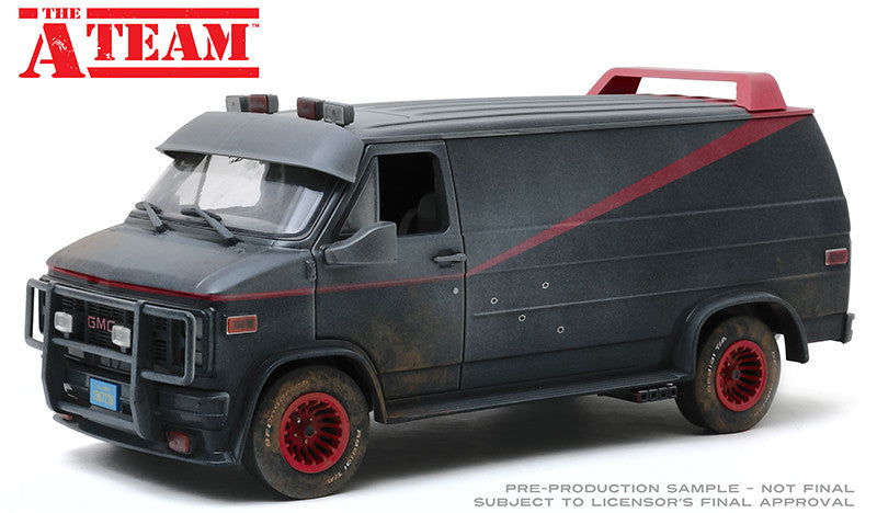 1983 GMC Vandura Black Weathered Version with Bullet Holes "The A-Team" (1983-1987) TV Series 1/18 Diecast Model Car by Greenlight