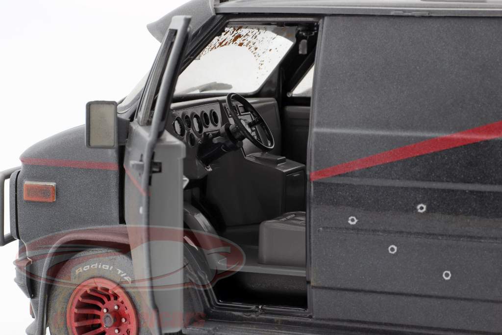 1983 GMC Vandura Black Weathered Version with Bullet Holes "The A-Team" (1983-1987) TV Series 1/18 Diecast Model Car by Greenlight