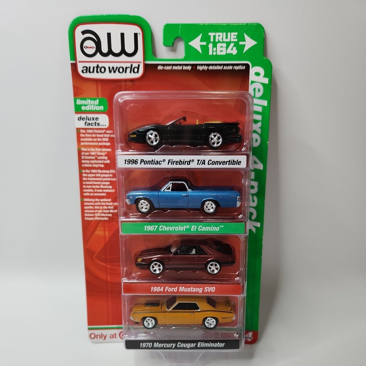 2023 Auto World "DELUXE 4 PACK" Mustang Cougar El Camino T/A Firebird