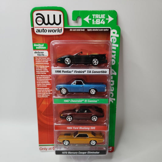 2023 Auto World "DELUXE 4 PACK" Mustang Cougar El Camino T/A Firebird