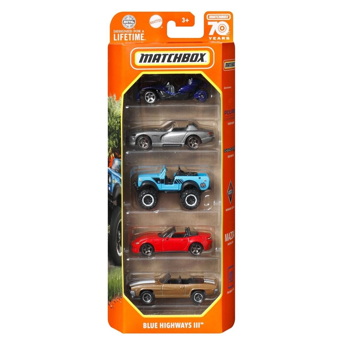 2023 Matchbox Blue Highways III 5-Pack | Sling | Viper | Jeep | Camaro I Mazda