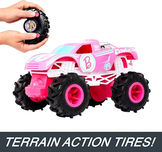 Hot Wheels Barbie Monster Truck RC, Battery-Powered Remote-Control Toy Truck in 1:24 Scale