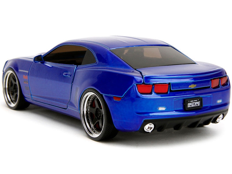 2010 Chevrolet Camaro Candy Blue with Black Hood "Bigtime Muscle" Series 1/24 Diecast Model Car by Jada