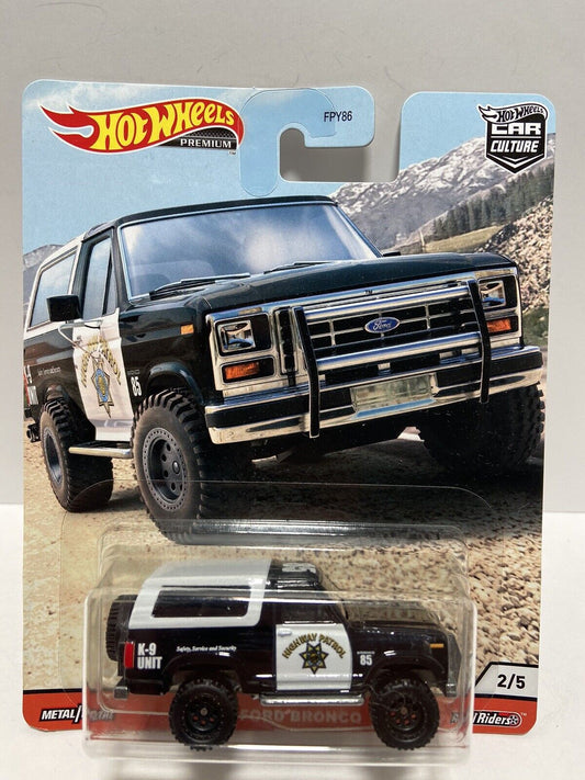 2020 Hot Wheels PREMIUM 1985 Ford Bronco Highway Patrol Black/White