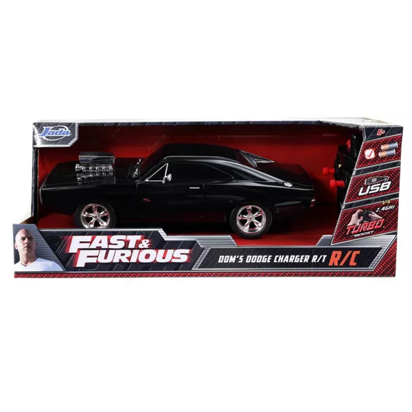 Jada Toys Fast & Furious RC 1970 Dodge Charger R/T Remote Control Vehicle 1:16 Scale Glossy Black