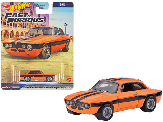 Alfa Romeo Guilia Sprint GTA Orange with Black Stripes "Fast X" (2023) Movie "Fast & Furious" Series Diecast Model Car by Hot Wheels