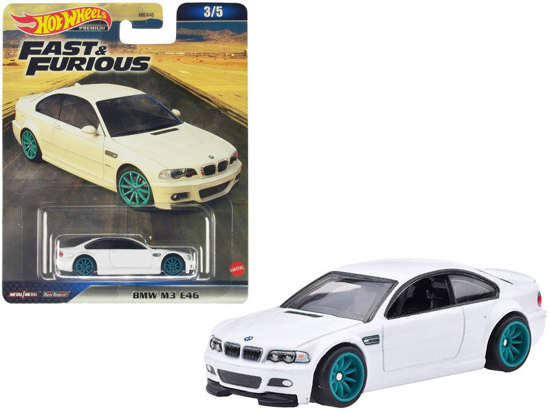 BMW M3 E46 White with Green Wheels "Furious 7" (2015) Movie "Fast & Furious" Series Diecast Model Car by Hot Wheels