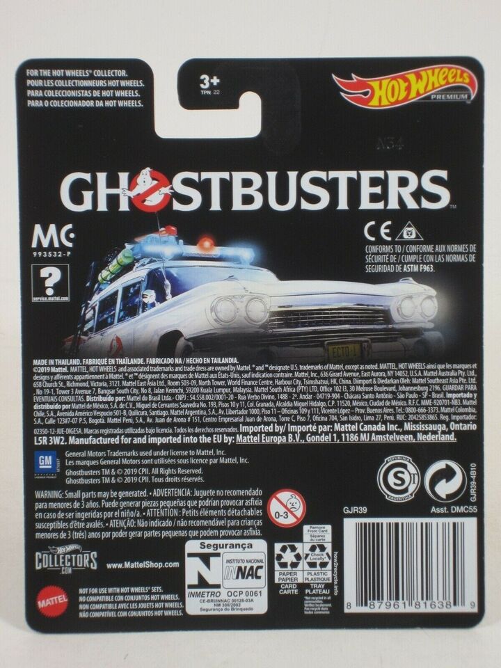 Hot Wheels Premium 1:64 Ghostbusters ECTO-1 Real Riders Vehicle 2019 New!