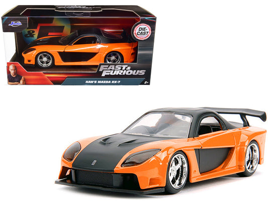 Han's Mazda RX-7 RHD (Right Hand Drive) Orange Metallic and Black "Fast & Furious" Movie 1/32 Diecast Model Car by Jada