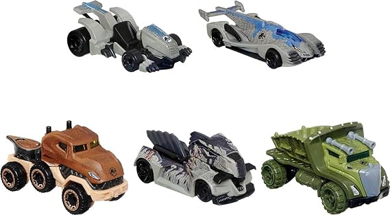 Jurassic World Toys Dominion Toy Character Cars 5-Pack in 1:64 Scale