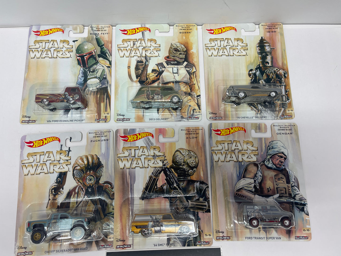 Star Wars Hot Wheels Bounty Hunter Series Complete Set 1-6 New! LOT OF 6