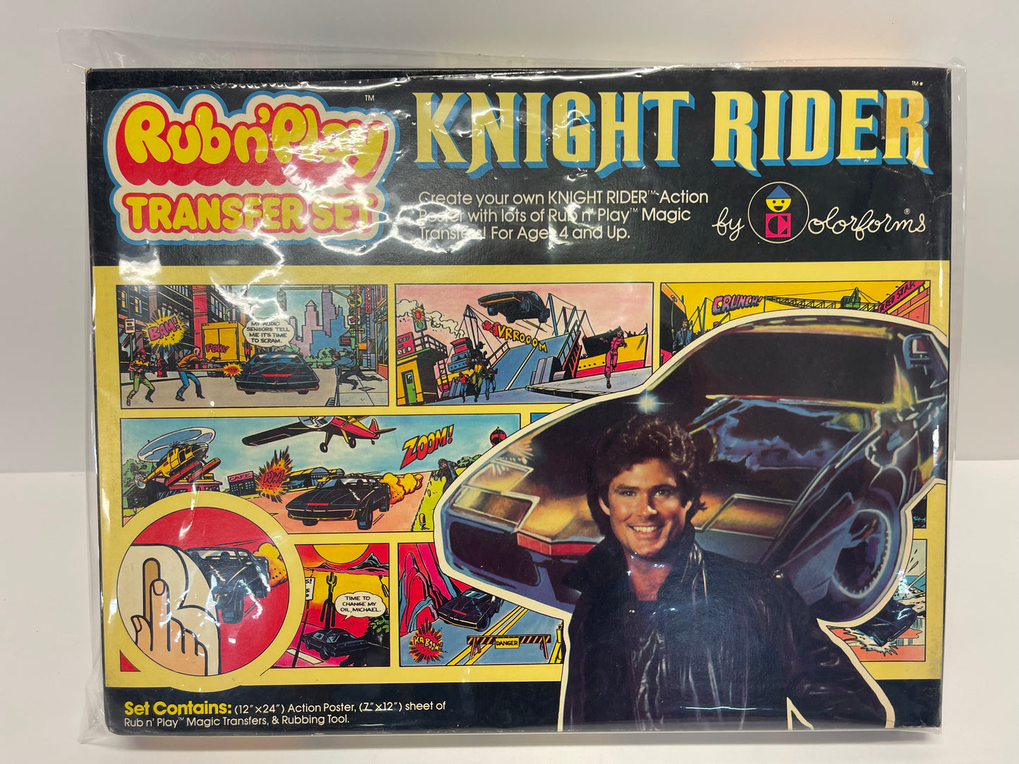 Knight Rider Rub n Play Transfer Set by Colorforms Sealed from 1982!