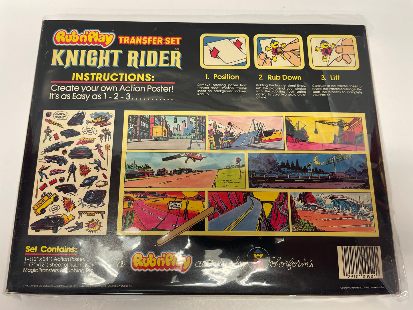 Knight Rider Rub n Play Transfer Set by Colorforms Sealed from 1982!