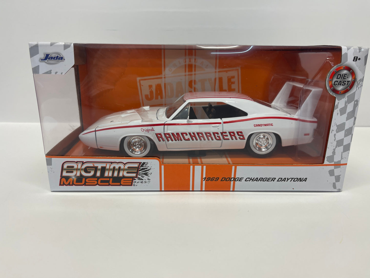 1/24 scale diecast car model of 1969 Dodge Charger Daytona "Bigtime Muscle" Series die cast model car by Jada.