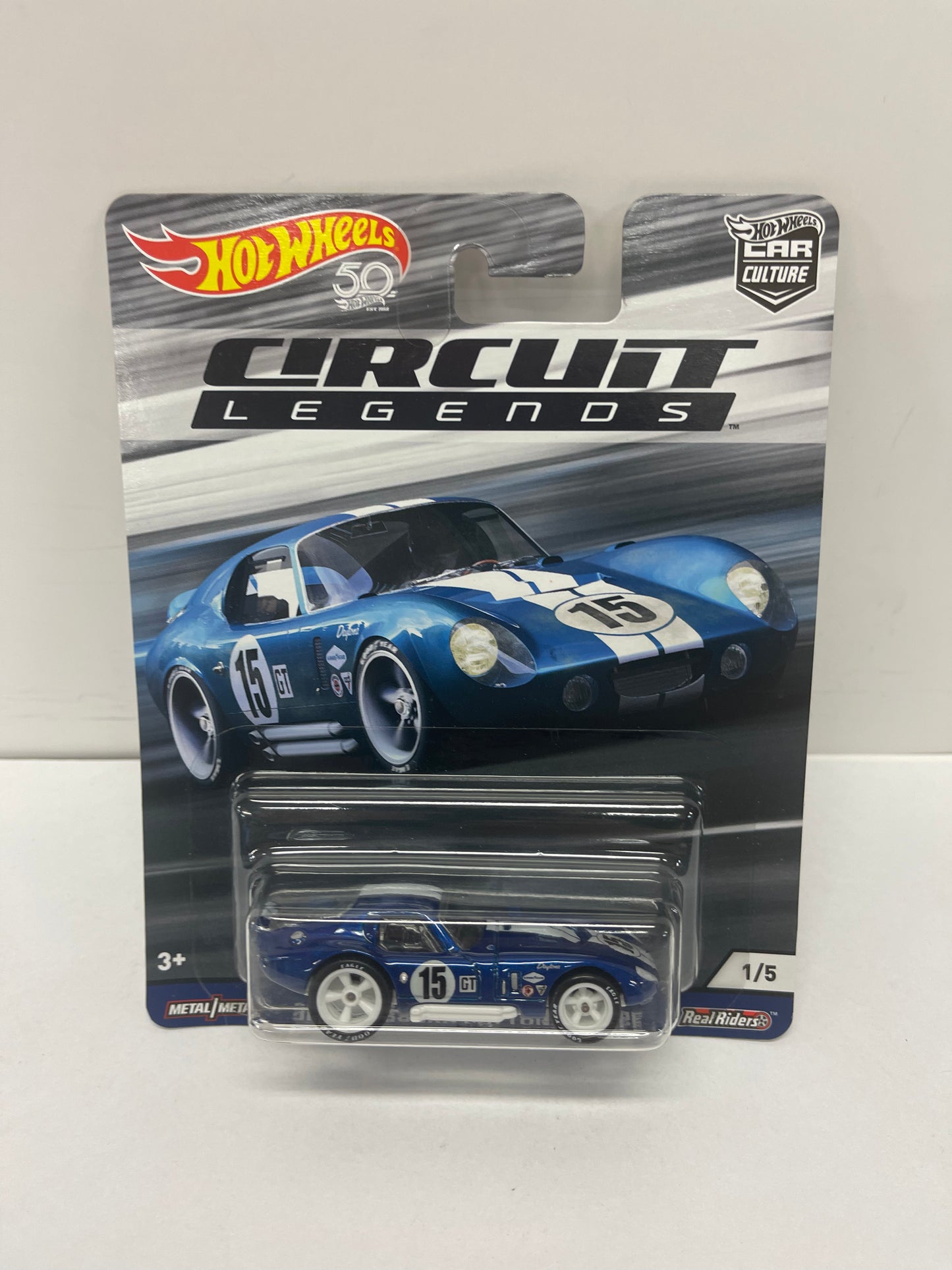 1/64 HOT WHEELS REAL RIDERS CURCUIT LEGENDS SHELBY COBRA DAYTONA COUPE #15 1/5