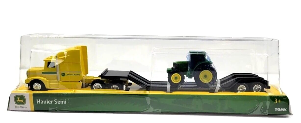 TOMY John Deere Hauler Yellow Semi Truck Trailer and Tractor Set 1:64