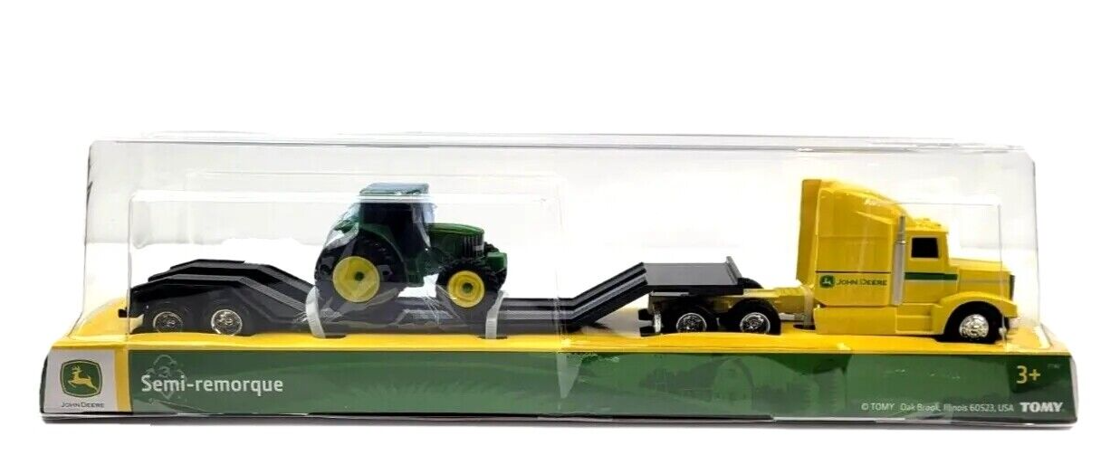 TOMY John Deere Hauler Yellow Semi Truck Trailer and Tractor Set 1:64