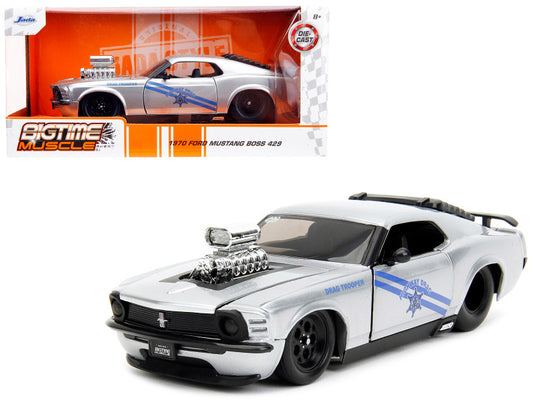 1970 Ford Mustang Boss 429 Silver Metallic "Highway Drag - Drag Trooper" "Bigtime Muscle" Series 1/24 Diecast Model Car by Jada