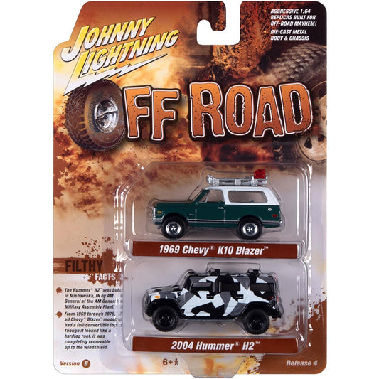 Off-Road Collection  - 1969 Chevy Blazer & 2004 Hummer H2 1:64 Scale Diecast Replica Model by Johnny Lightning