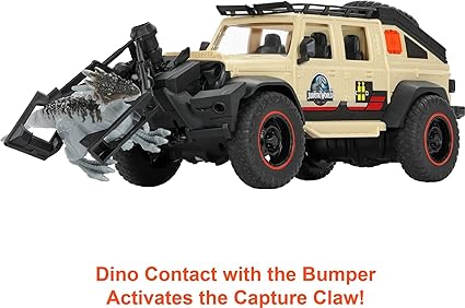 Jurassic World Toys Matchbox RC Jurassic World Dominion Jeep Gladiator, 6-inch Dinosaur Figure, Remote-Control Toy Car with Auto-Capture Claw