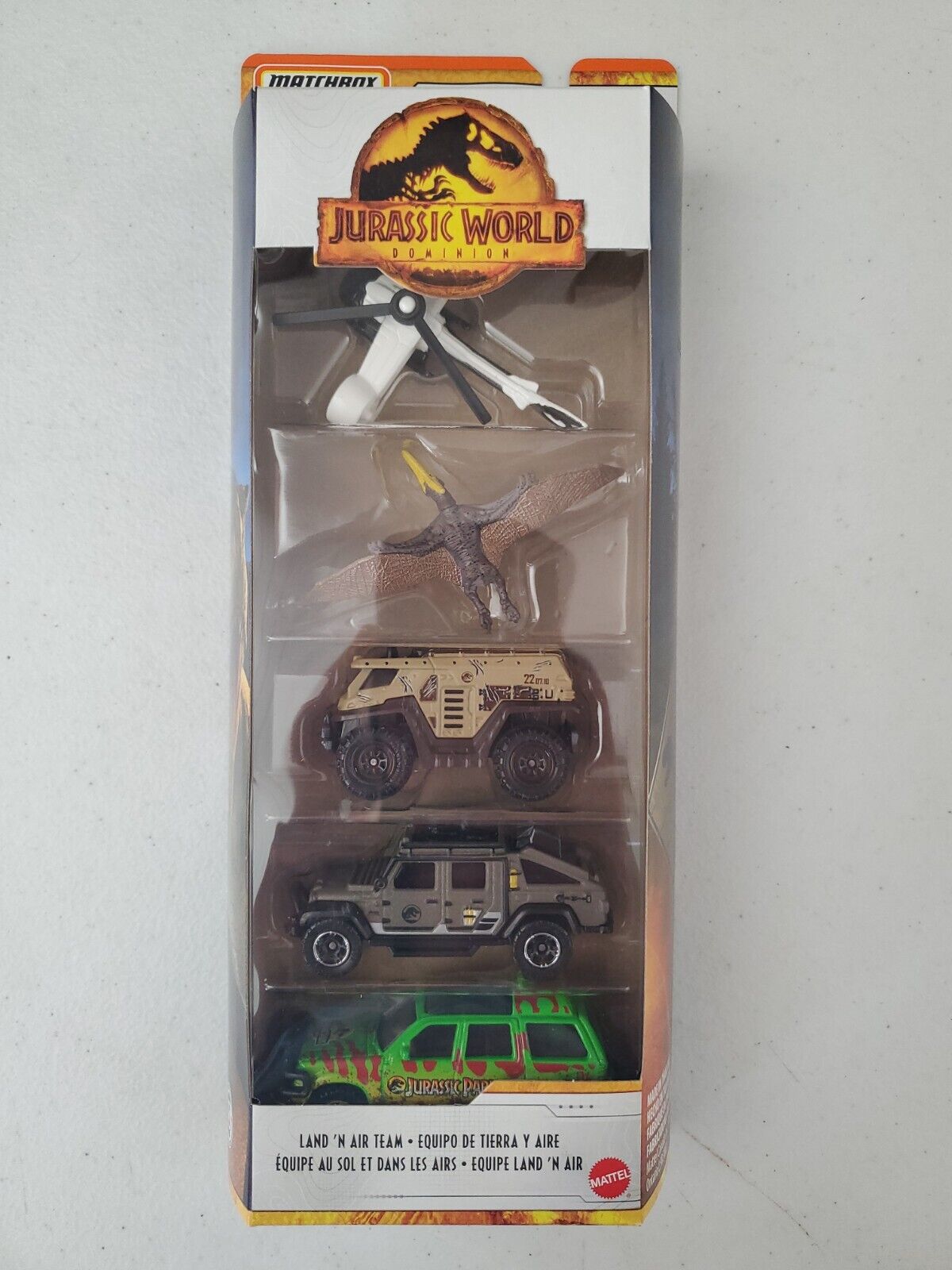 Matchbox Jurassic World Dominion 5 Pack New 5 Piece Set Lot Land 'N Air Team