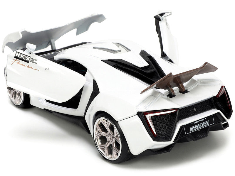 Lykan Hypersport White with Bronze Metallic Rear Spoiler "HKS" "Hyper-Spec" Series 1/24 Diecast Model Car by Jada