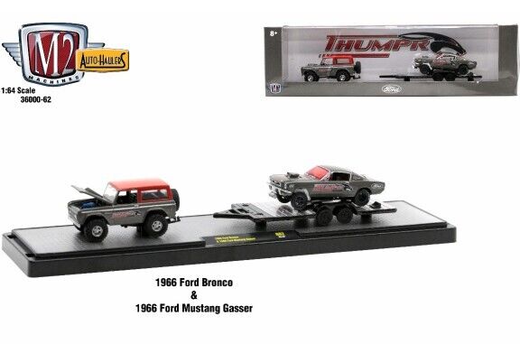 M2 Machines Auto Hauler 62 1966 Ford Bronco & 1966 Ford Mustang "THUMPER"