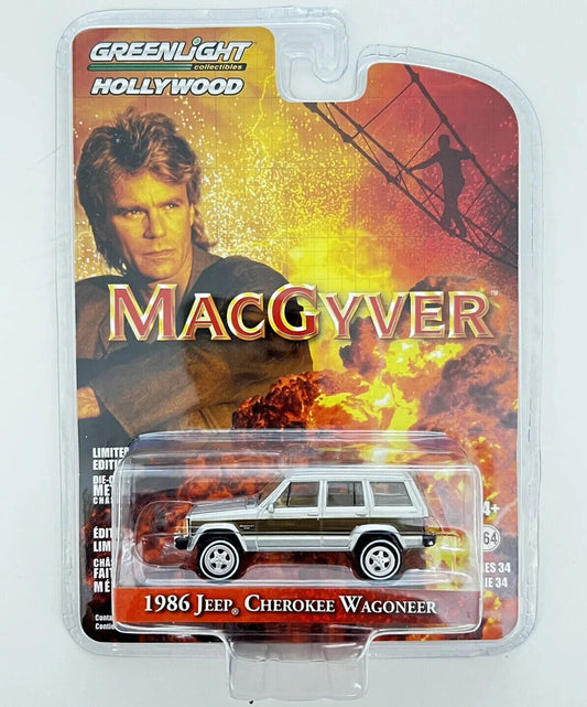 1/64 GREENLIGHT HOLLYWOOD MACGYVER 1986 JEEP CHEROKEE WAGONEER SILVER Ltd Edtn