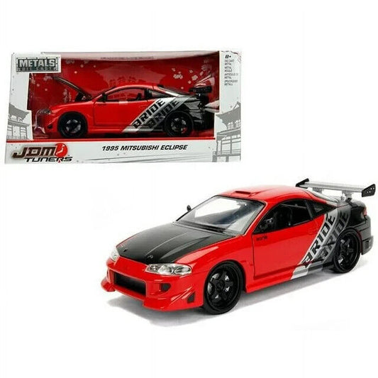 1995 Mitsubishi Eclipse "Bride" 1:24 Red with black hood Model Car by Jada 99105