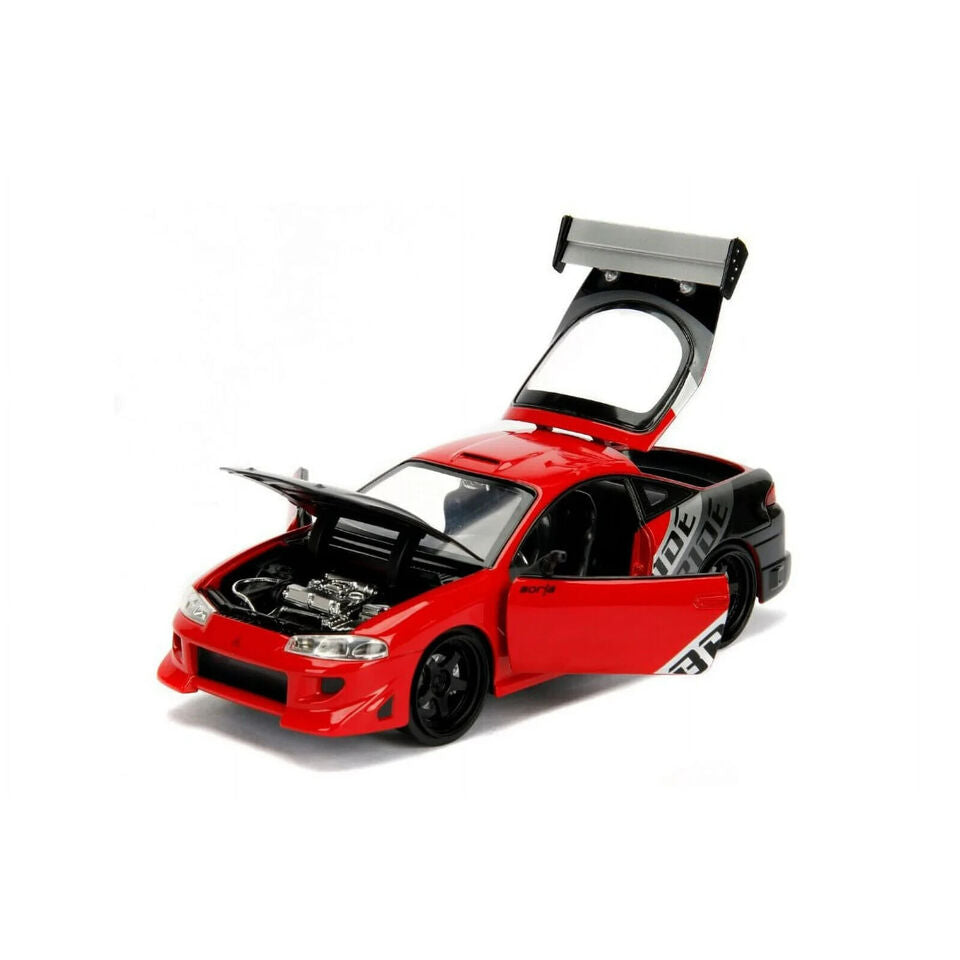 1995 Mitsubishi Eclipse "Bride" 1:24 Red with black hood Model Car by Jada 99105