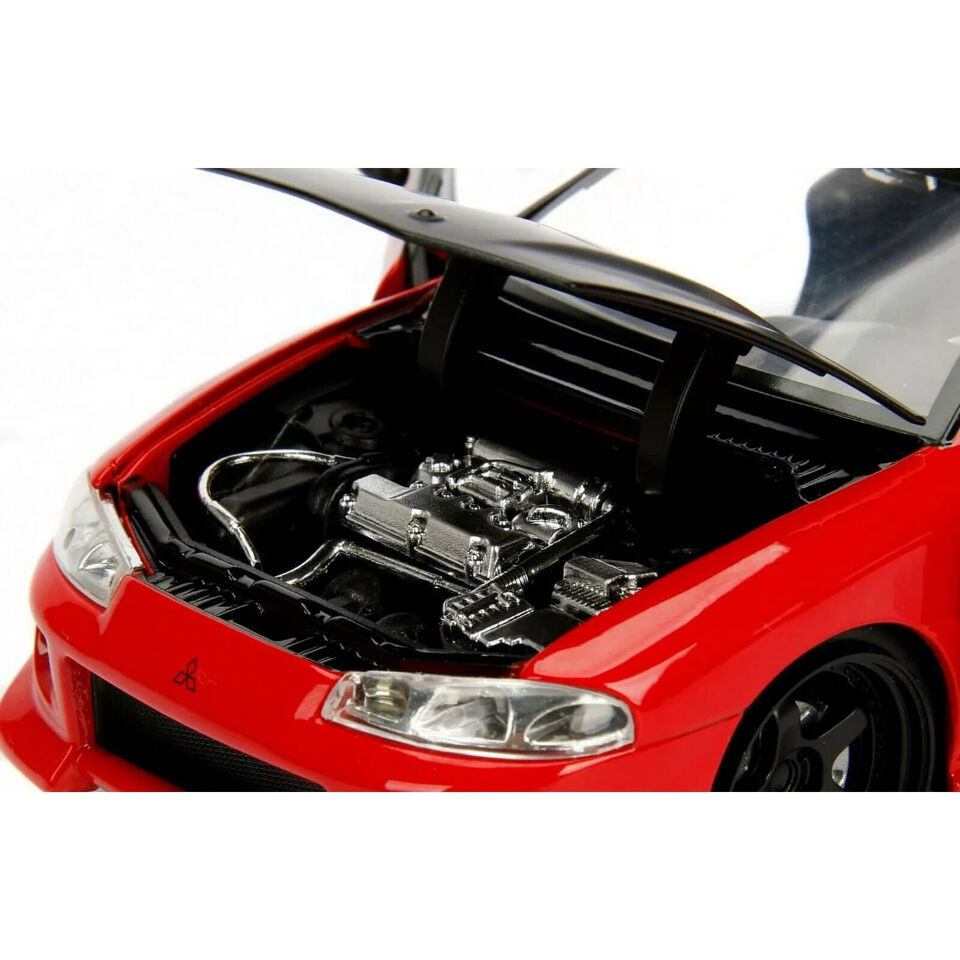 1995 Mitsubishi Eclipse "Bride" 1:24 Red with black hood Model Car by Jada 99105