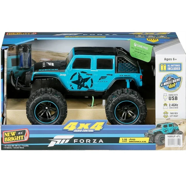 New Bright (1:16) Forza Jeep Wrangler Battery Radio Control Teal Truck