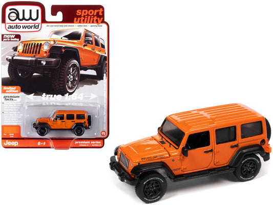 2013 Jeep Wrangler Unlimited Moab Edition Crush Orange "Sport Utility" Limited Edition 1/64 Diecast Model Car by Auto World