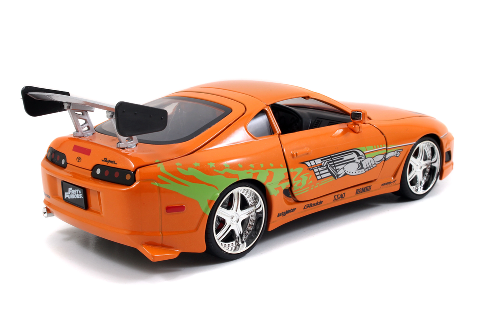 Jada Diecast Metal 1:24 Fast and Furious 1995 Toyota Supra Orange Brian OConner