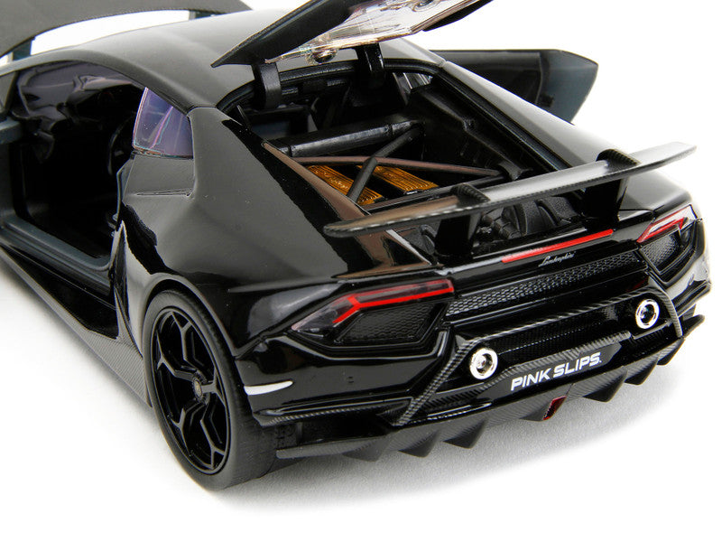 Lamborghini Huracan Perfomante Gray and Black Gradient with Carbon Hood "Pink Slips" Series 1/24 Diecast Model Car by Jada