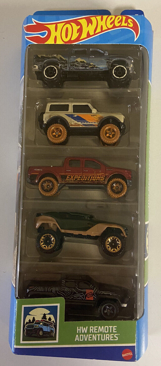 2023 Hot Wheels 5-Pack HW Remote Adventures Off-Duty Ford Bronco Chevy Silverado