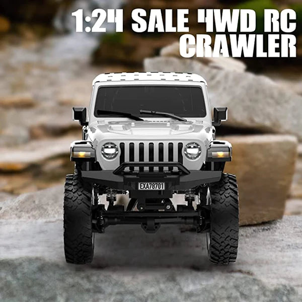 RACENT 1/24 RC Rock Crawlers RCS24 4WD Off Road All Terrain Splashproof Hobby Grade with LED Light (White)