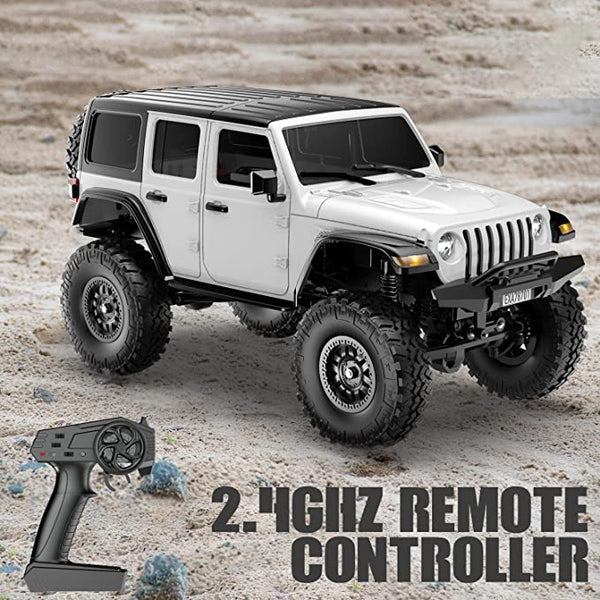 RACENT 1/24 RC Rock Crawlers RCS24 4WD Off Road All Terrain Splashproof Hobby Grade with LED Light (White)